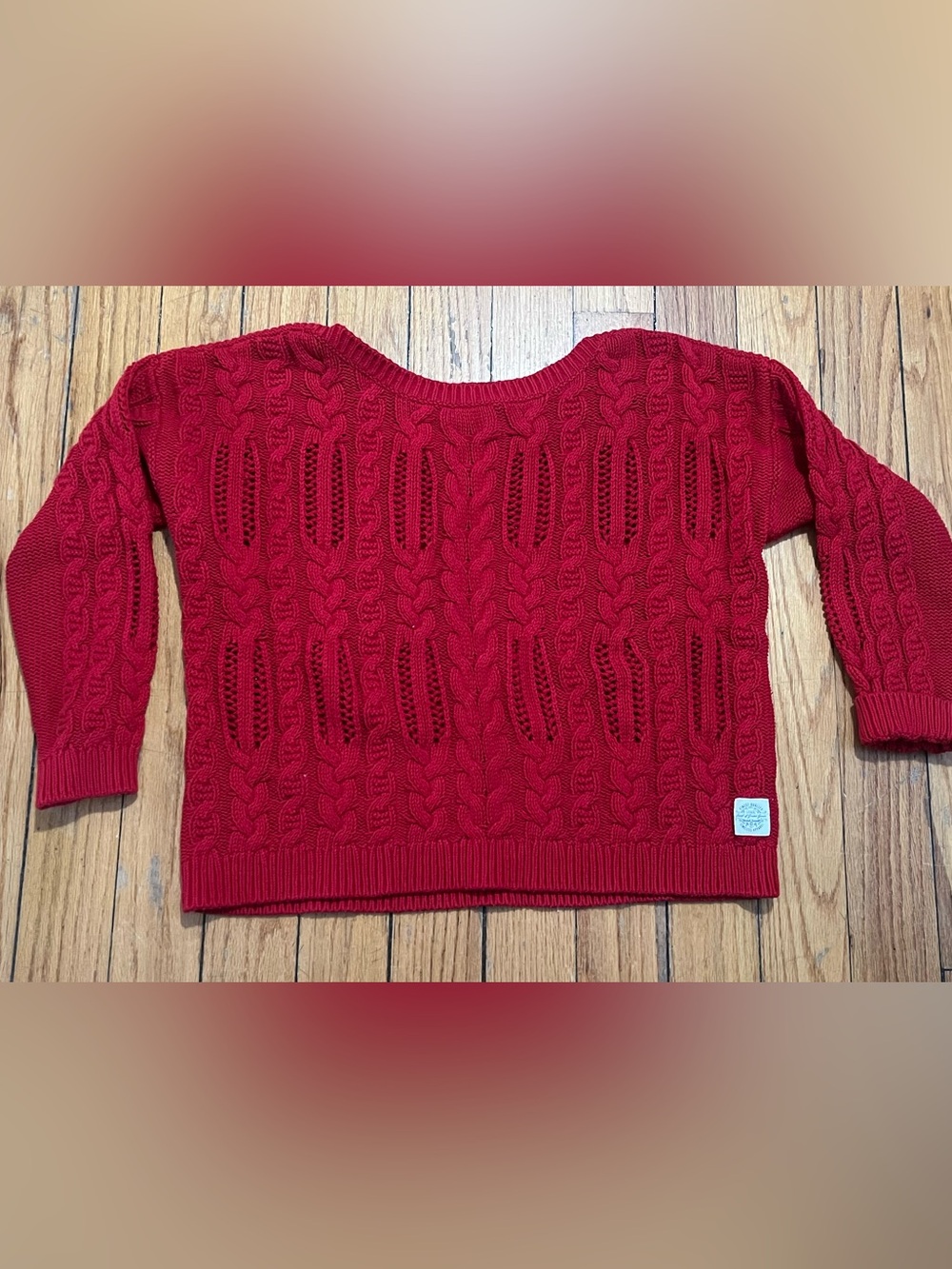 H&M Red Cable-Knit Scoop Neck Sweater